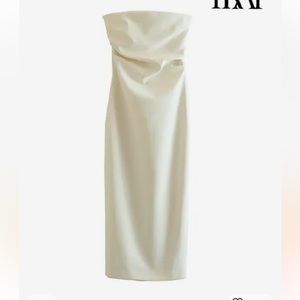Women’s strapless gather midi dress